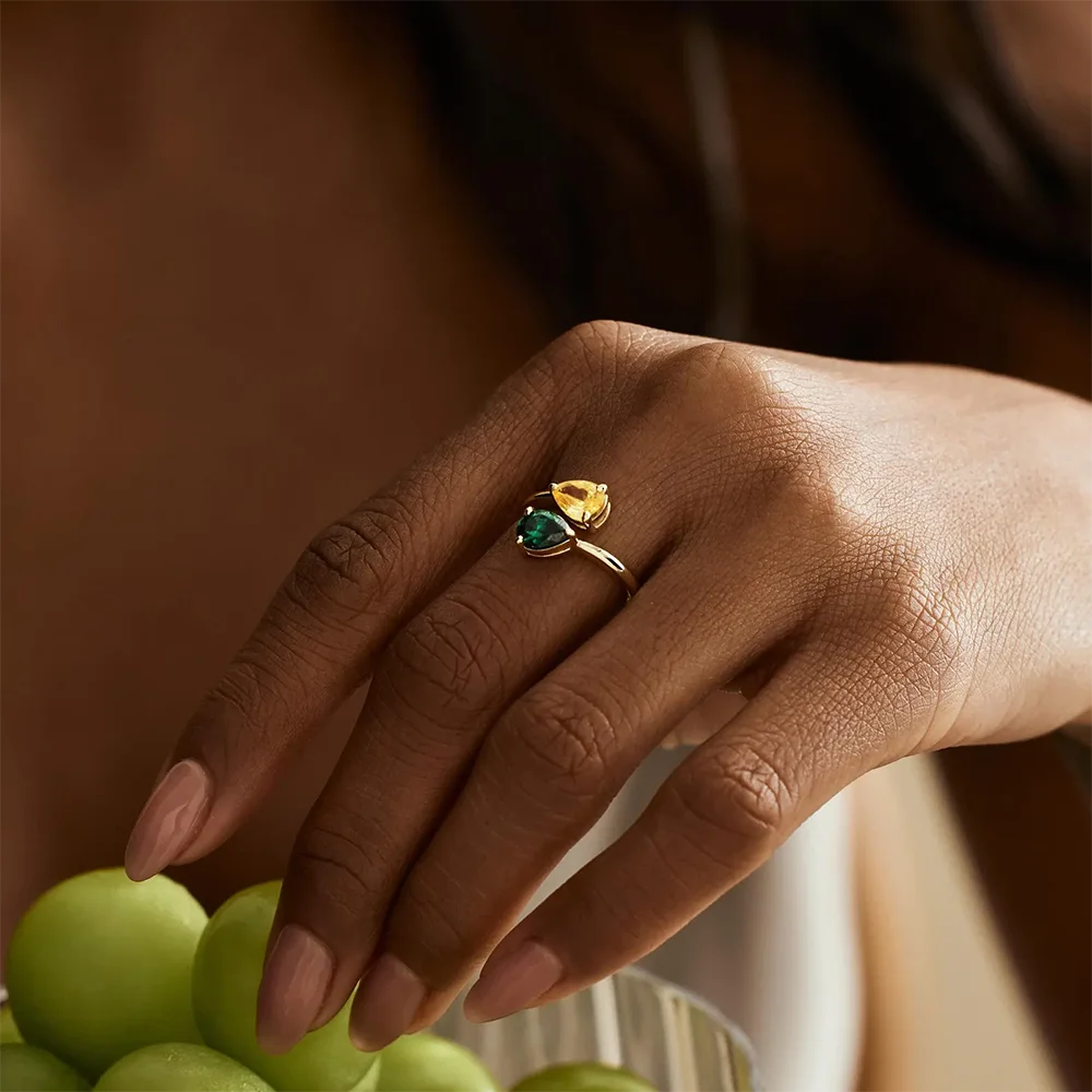 Custom Adjustable Birthstone Ring for Women, Personalized Gift