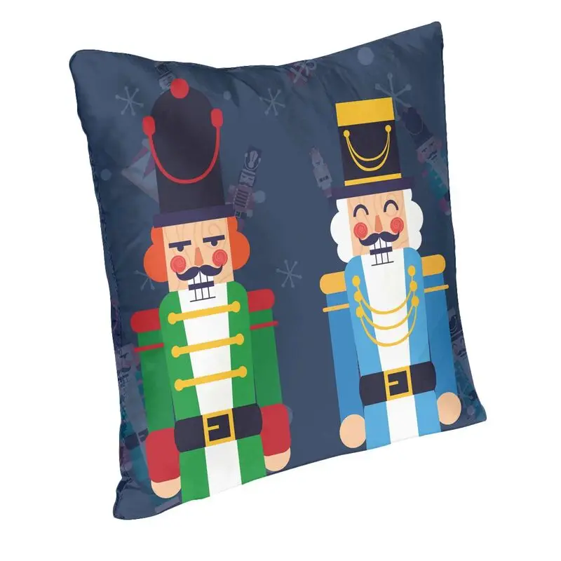 Christmas Nutcrackers Soldier Doll Cushion Cover 45x45 Decoration Print Throw Pillow Case for Living Room Double Side