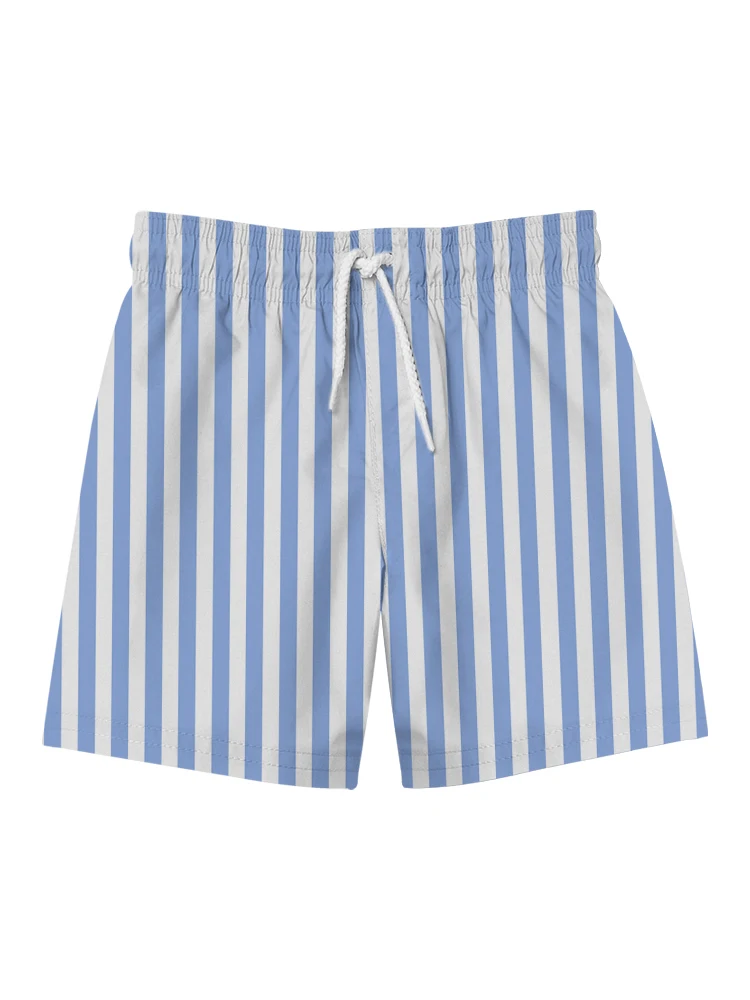 Blue and White Striped 3D Digital Printed Beach Pants Summer Beach Surfing Quick Drying Men\'s Shorts Fashion Loose Casual Shorts