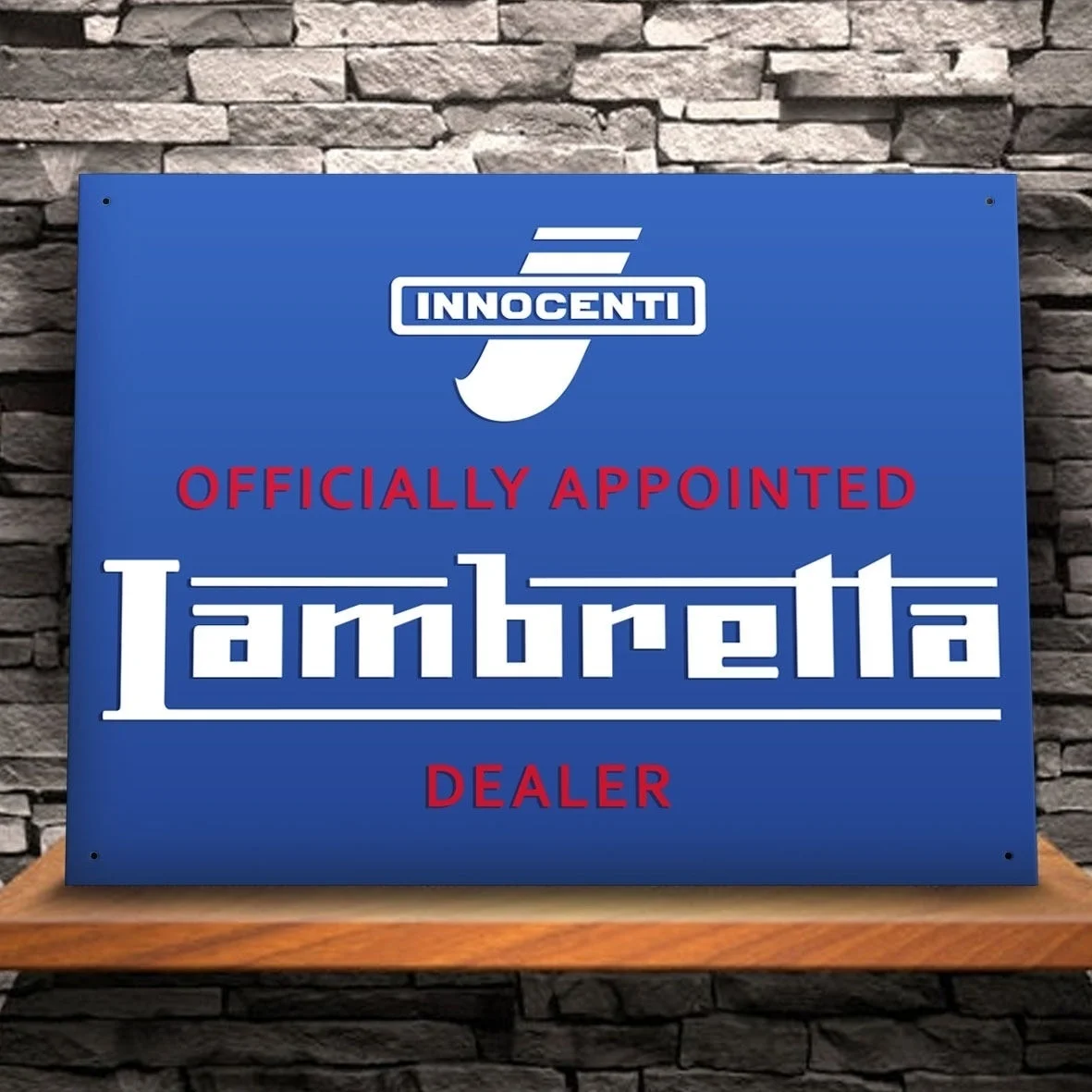 Large Lambretta 'Official Dealer'' Vintage Alcohol Metal Tin Sign Poster Wall Plaque