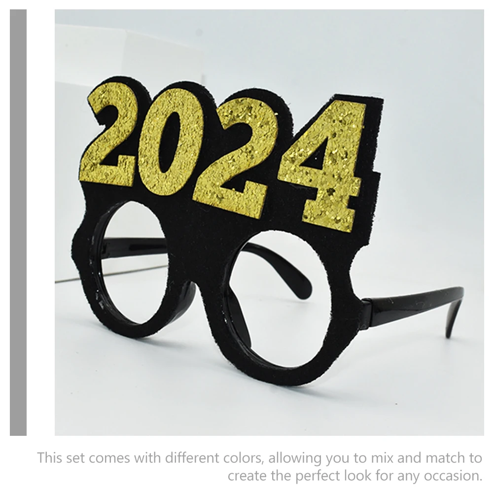 

2 Pcs Styling Glasses New Year Props Paper Happy Year's Eve Non-woven Fabric Years Party Supplies