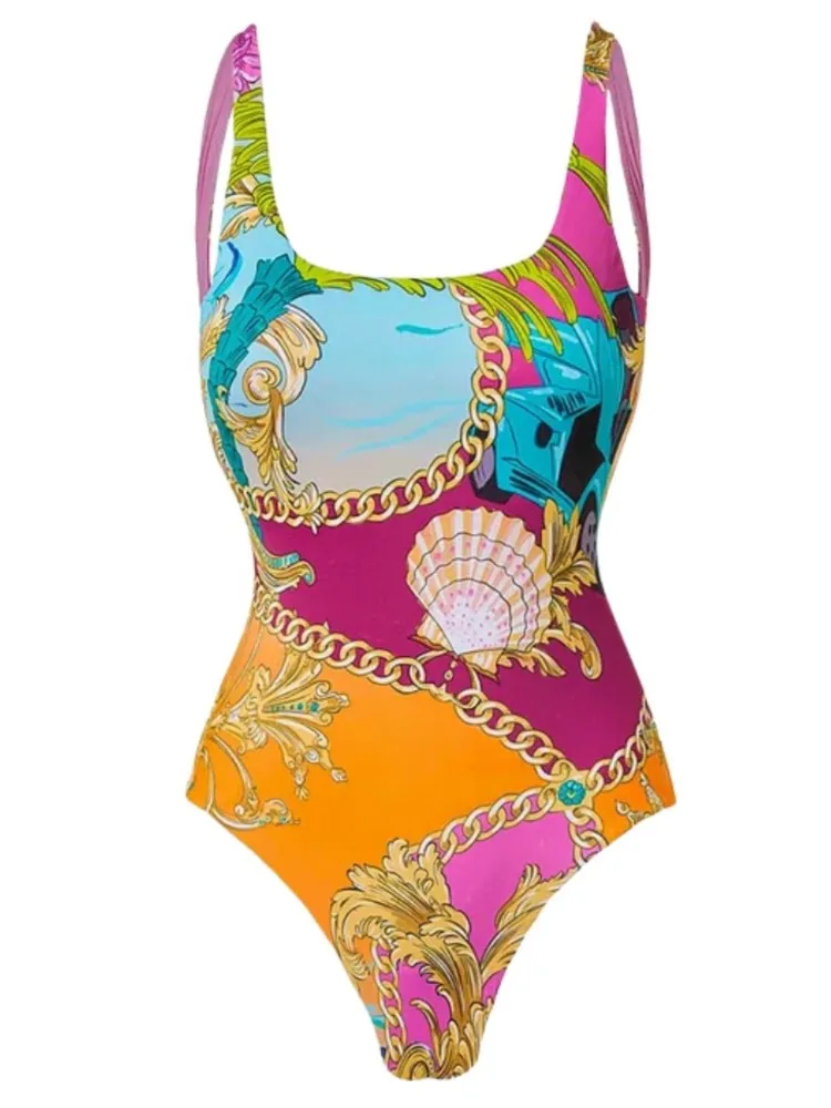 Maillot de bain une pièce imprimé rétro, Bikini, à la mode, Cover-Up avec jupe serrée, Bandage pour femmes, plage d'été, luxe élégant