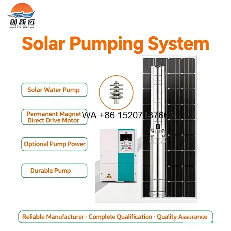 Wmwmnu High Head Multistage Solar Powered Borehole Pump Off Grid Water Pump System Dry Run Protection Mountain Village Water