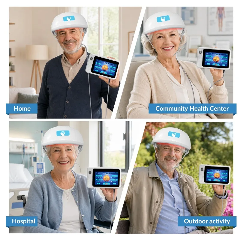 Toponechoice Infrared Light Therapy Photobiomodulation Helmet Brain Stimulation 810nm 448 LEDs for Alzheimers Insomnia Anxiety
