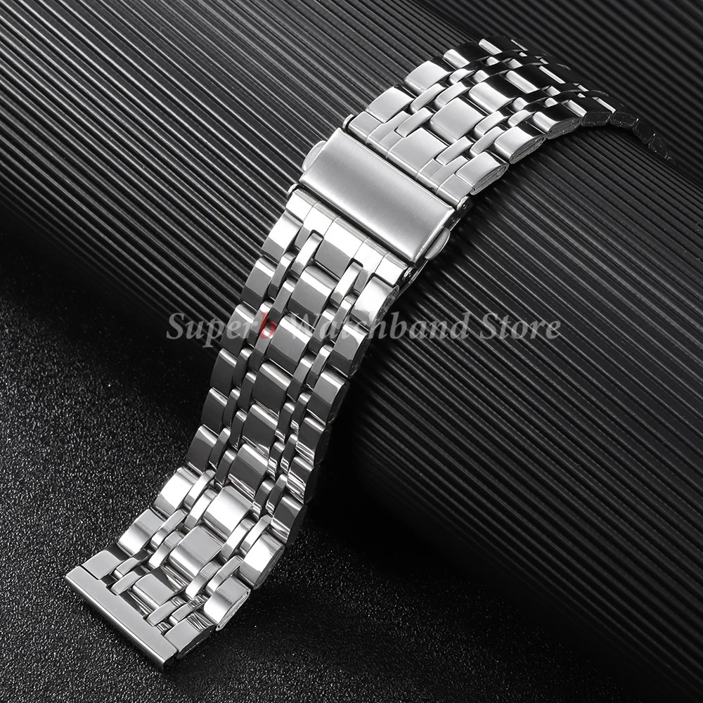 مصقول سوار فولاذي غير قابل للصدأ ل Seiko 20 مللي متر 22 مللي متر العالمي Smartwatch استبدال حزام سوار الرجال حزام الساعات مشبك قابل للطي