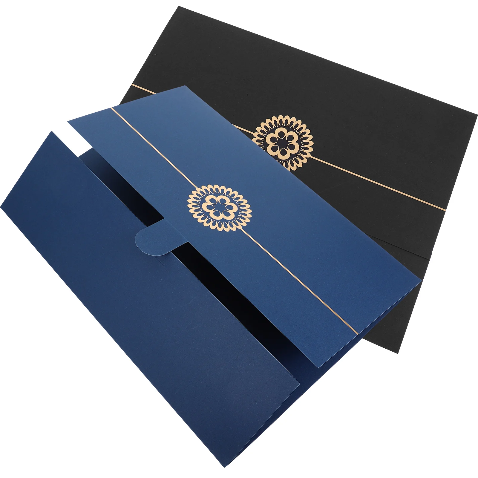 

Stylish Paper Certificate Cover Diploma Holder A4 Document Protector Graduation Award Blue Black Smooth Rounded Edges