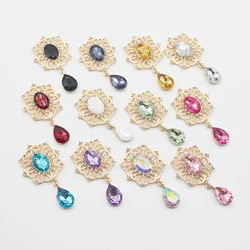 TYNUOMI 10Pcs 28*50MM New Alloy Rhinestone Gold-Plated Brooch Pendant For DIY Ribbon Exquisite Wedding Decoration Accessories