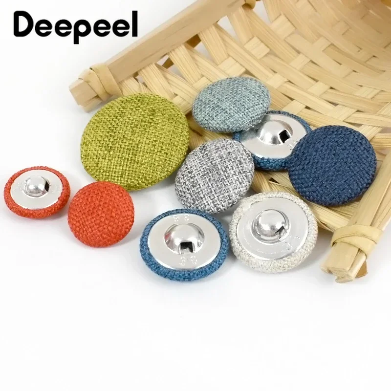 20Pcs 15-30mm Cloth Fabric Button Linen Covered Round Snap Buttons for Jacket Clothes Sofa Suit OverCoat DIY Sewing Accessories