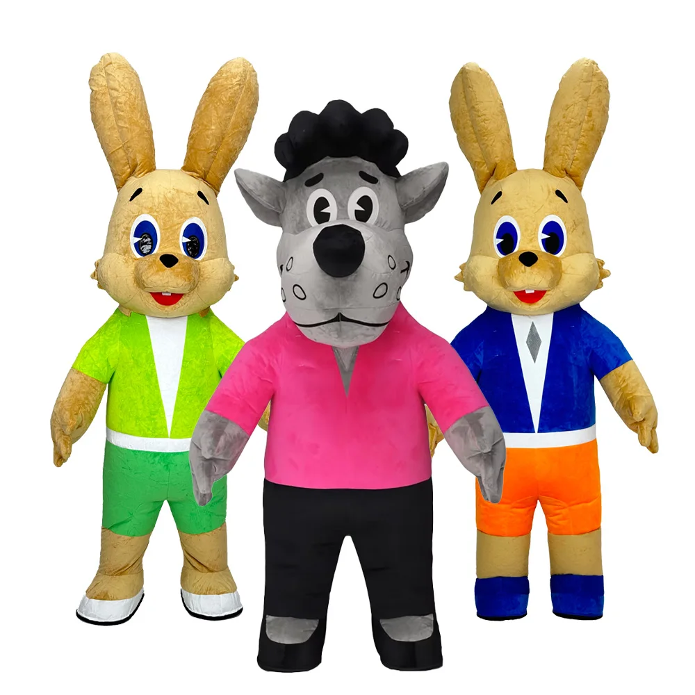 

Grey Wolf Rabbit Inflatable Costume Mascot Parade Adult Character Cosplay Animal Halloween Carnival Party Set