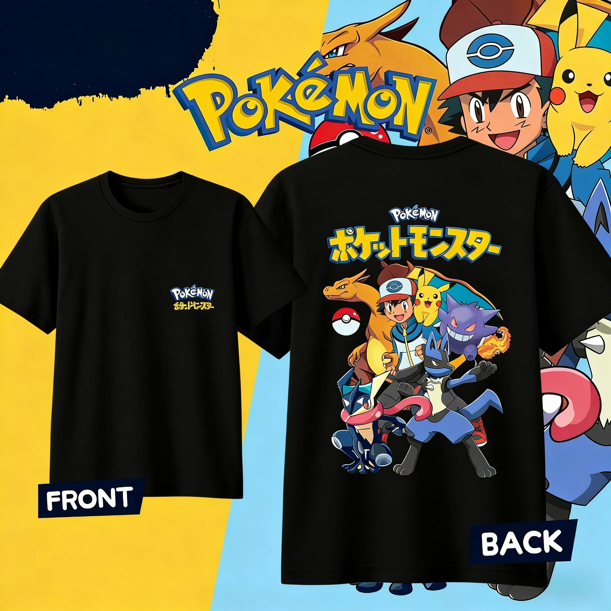 Camiseta de algodón puro de Anime Pokémon Ash Ketchum para verano 2026, camiseta informal de manga corta para niños/hombres/mujeres, camiseta de Cosplay