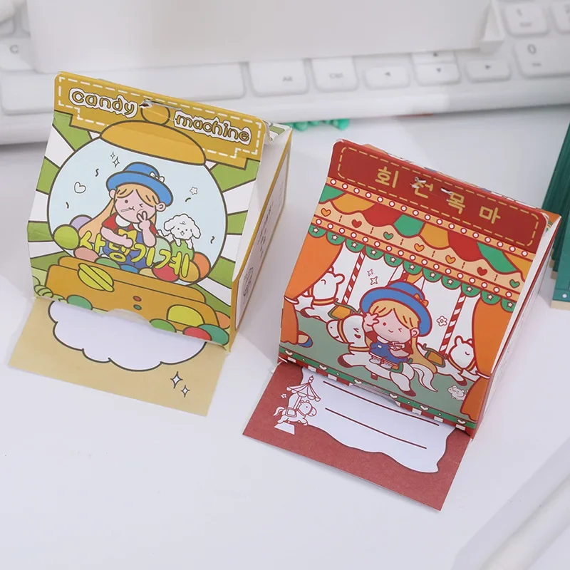 Student Removable Note Paper Memo Pad Boxed Notes Cute Sweet Milk Box Notes