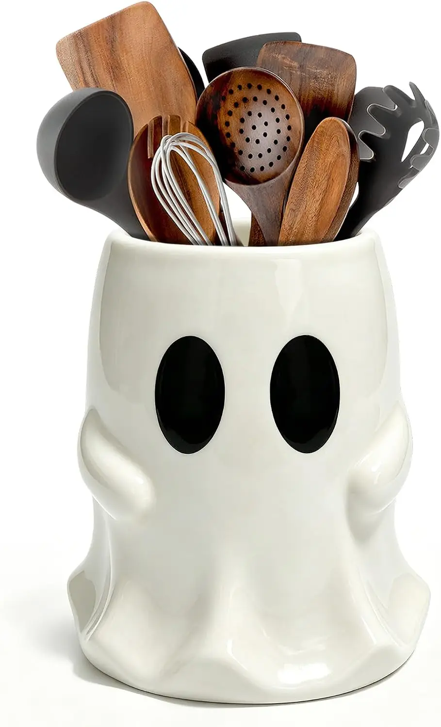 Halloween Kitchen Decor, Ceramic Halloween Ghost Utensil Holder