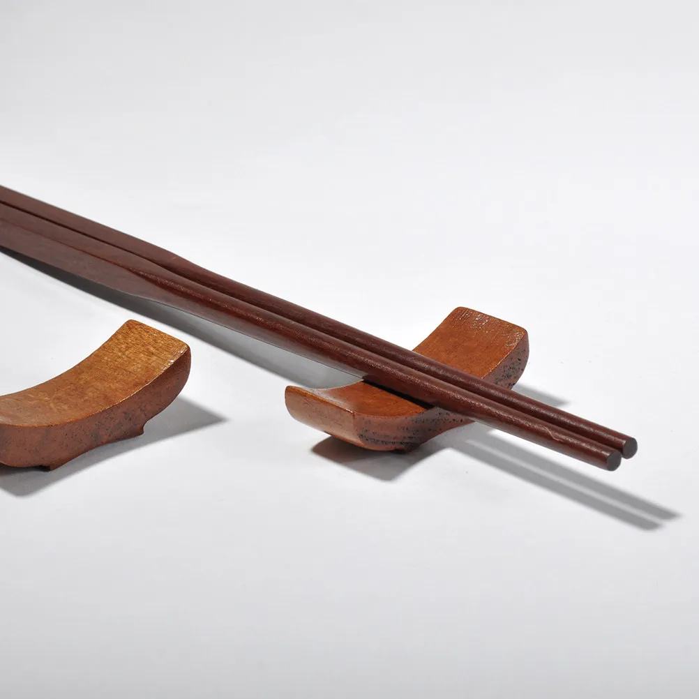6Pcs Boat Shape Wooden Chopstick Rest Made of Premium Nanmu Wood Fine Workmanship Chic Design for Home Kitchen Restaurant Hotel
