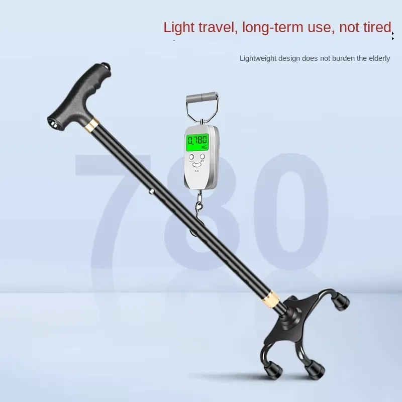 Aluminum Alloy 4 Leg Walking Stick Retractable Height Elderly Support Lightweight for Seniors Stability