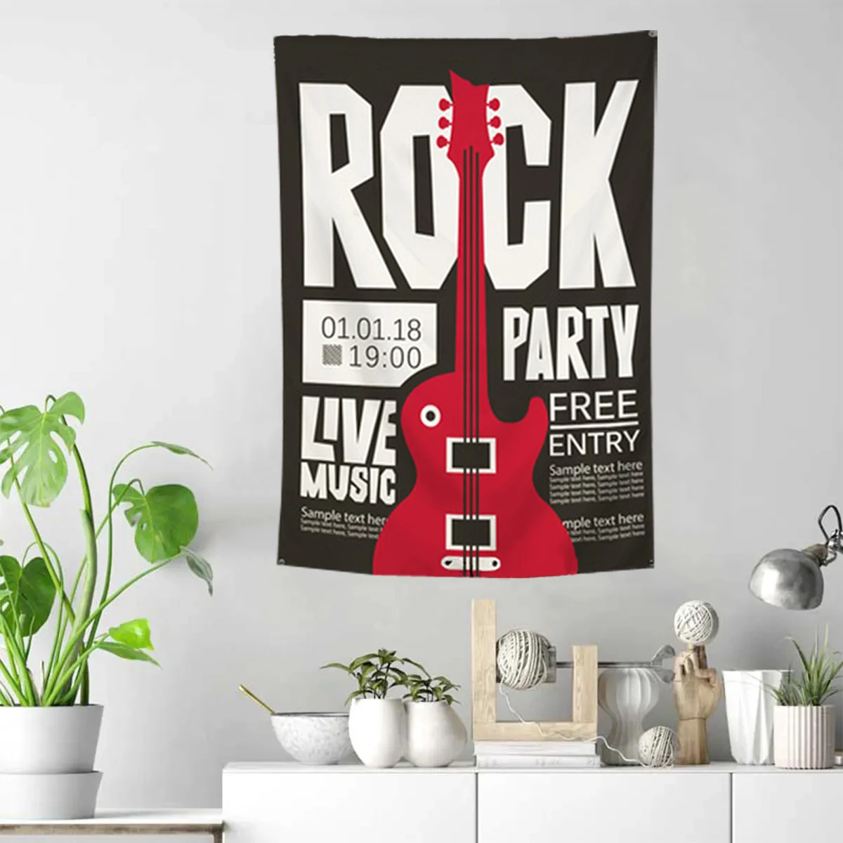 Rock Roll Music Poster Flag Polyester 3*5FT 90*150CM Hang Home Decoration Wall Banner Metope Adornment 4 Grommets Custom