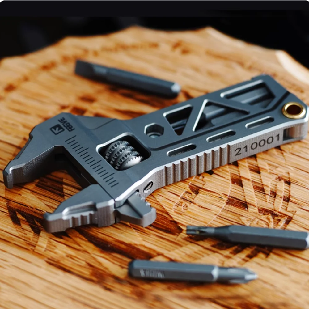 Портативные инструменты для ремонта FEGVE для выживания на открытом воздухе, EDC из титанового сплава, мини-регулируемый гаечный ключ, ручка, многофункциональный инструмент