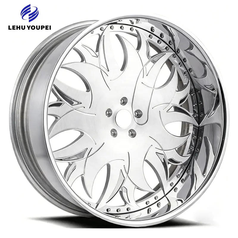 18 19 20 21 22 Inch 2 Piece Chrome Silver Deep Dish Forged Alloy Car Wheel Rims Sport Auto Parts