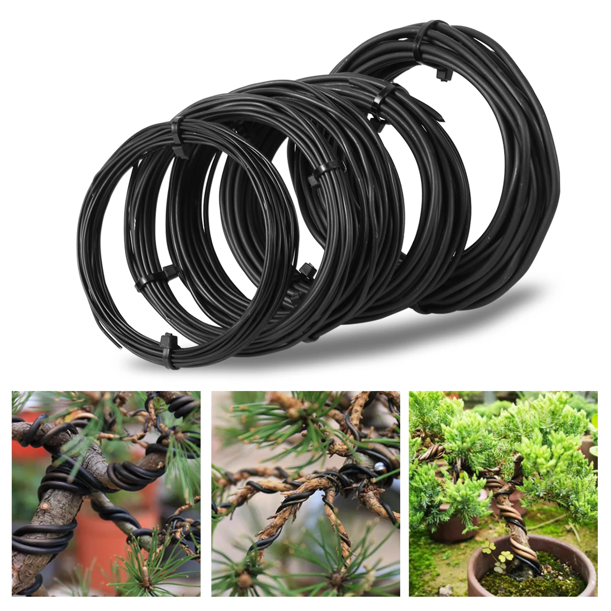 1/1.5/2/2.5/3mm Black Bonsai Wire Anodized Aluminum Bonsai Training Wire Garden DIY Tool For Plant Shapes Garden Tools Total 5m