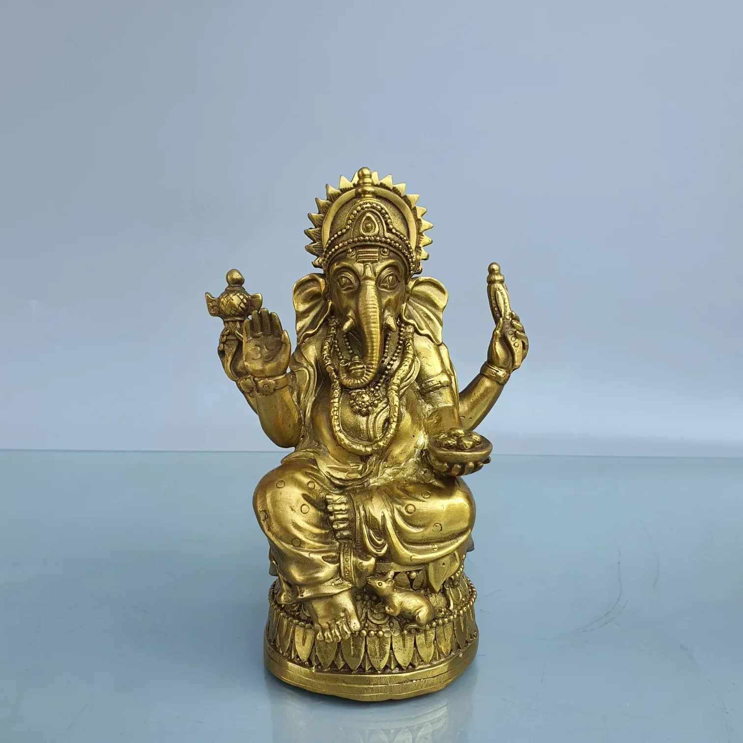 Old Tibet Buddhism Bronze Ganapati Ganesh Lord Ganesha Elephant Buddha Statue#2