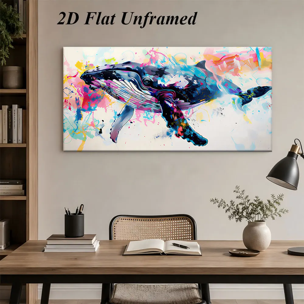 (1PC Unframe)1 modern abstract whale frameless decorative painting living room bedroom study art painting creative ocean yesterd
