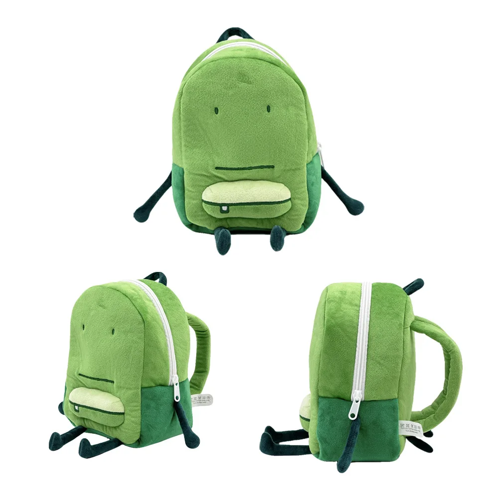 New Cartoon Baby Plush Backpack Children's Green Cute Doll School Bag Compact and Lightweight Outdoor Leisure Bag Travel Bag