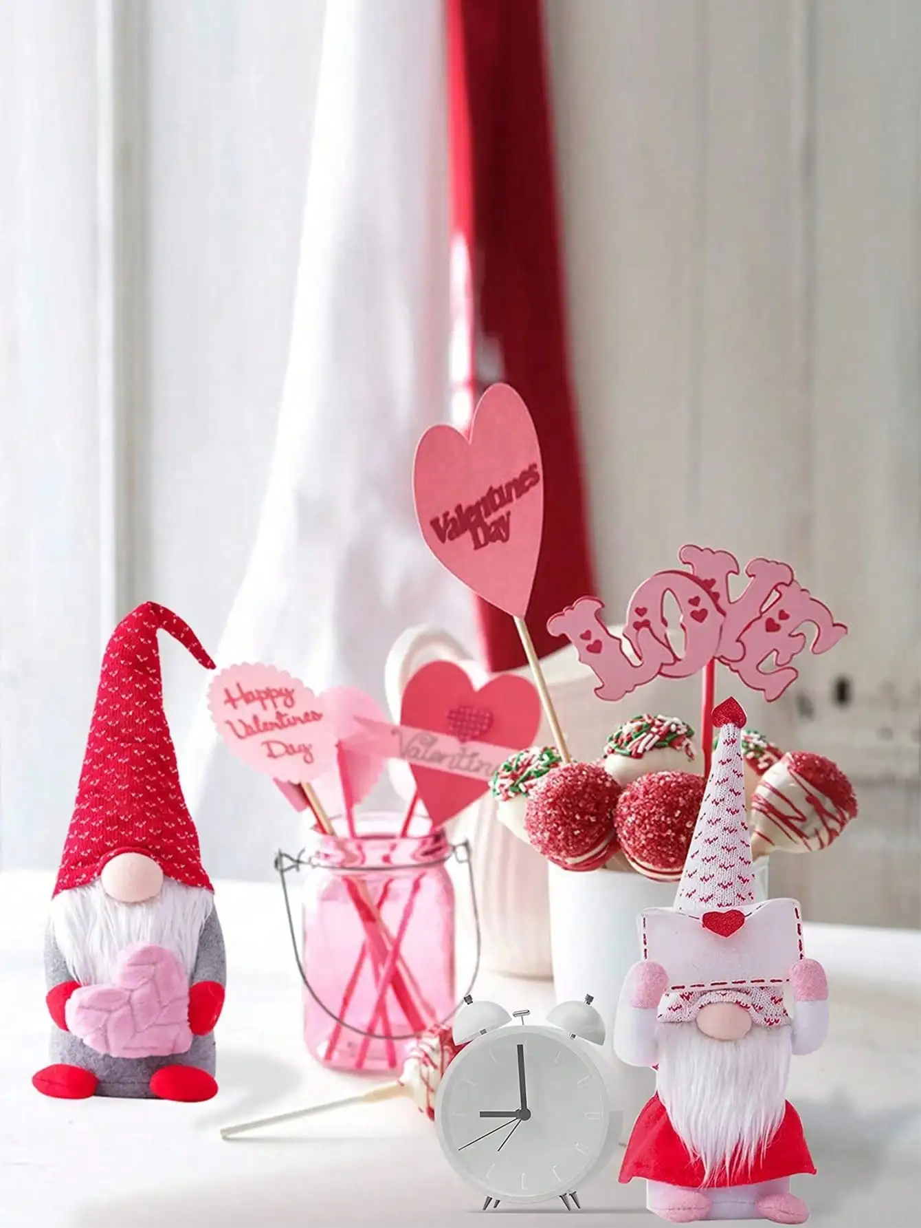 1/2Pcs Valentines Day Gnomes Decorations, Handmade Valentine Decor Mr & Mrs Swedish Tomte Stuffed  Plush Doll Knomes Ornaments