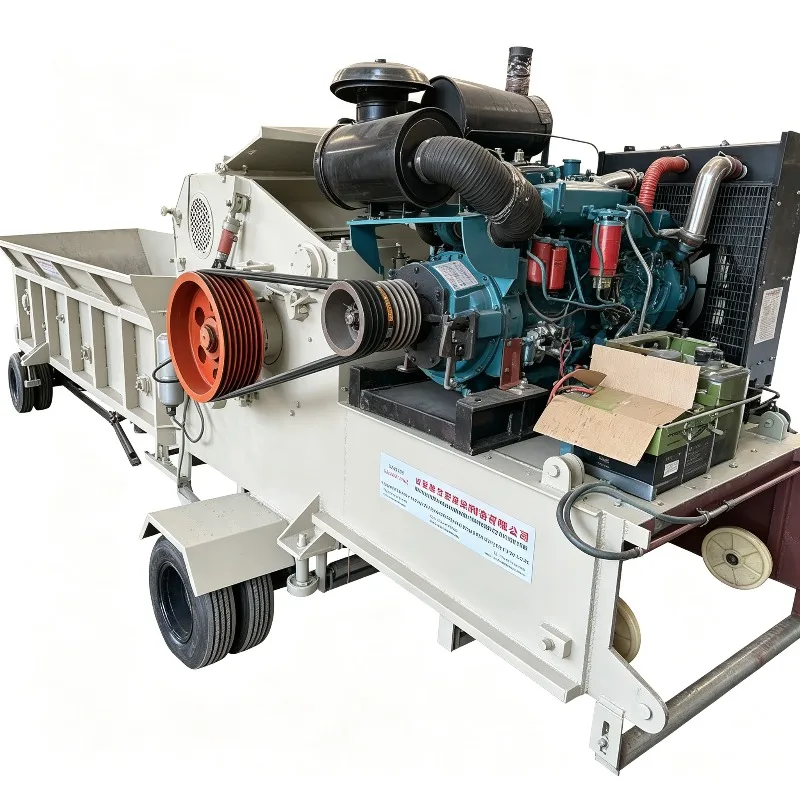 CE Wood Shredder Chipper Processing Machine Wood Crusher Price Nail-Tolerant Diesel Wood Grinder for Pallets/C&D Recycling