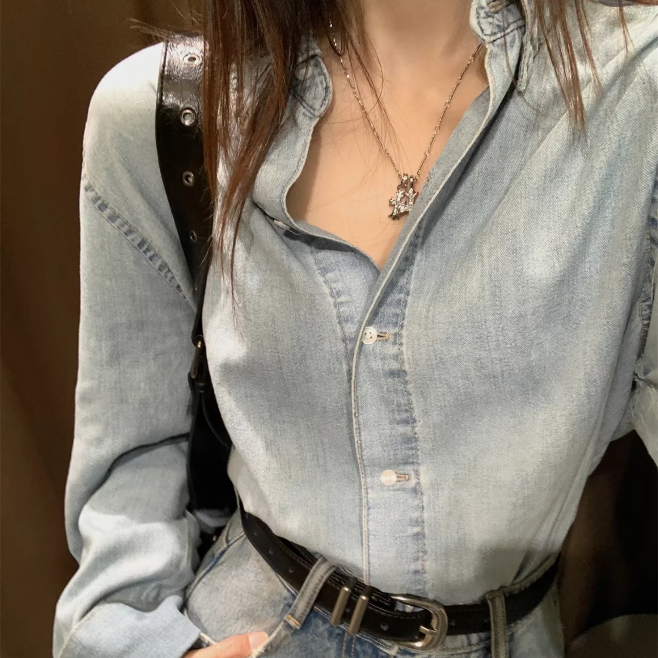 Otoño nuevo diseño de mujer largo Sve Denim irt abrigo Ba Split prendas de vestir exteriores algodón 00% Faionable Ele Casual irt