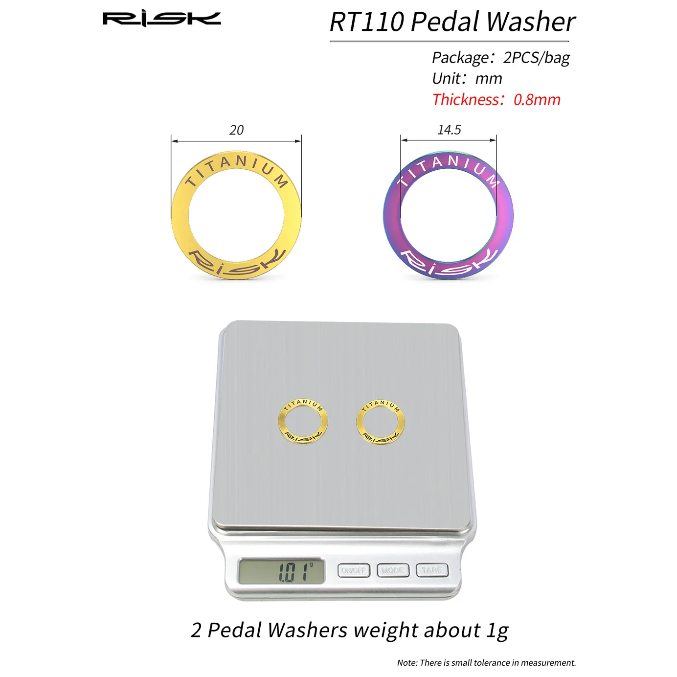 2 pezzi 20mm OD Flate Washer per pedali bici, lega di titanio, distanziale manovella, guarnizione di riparazione del rumore anormale, parti di