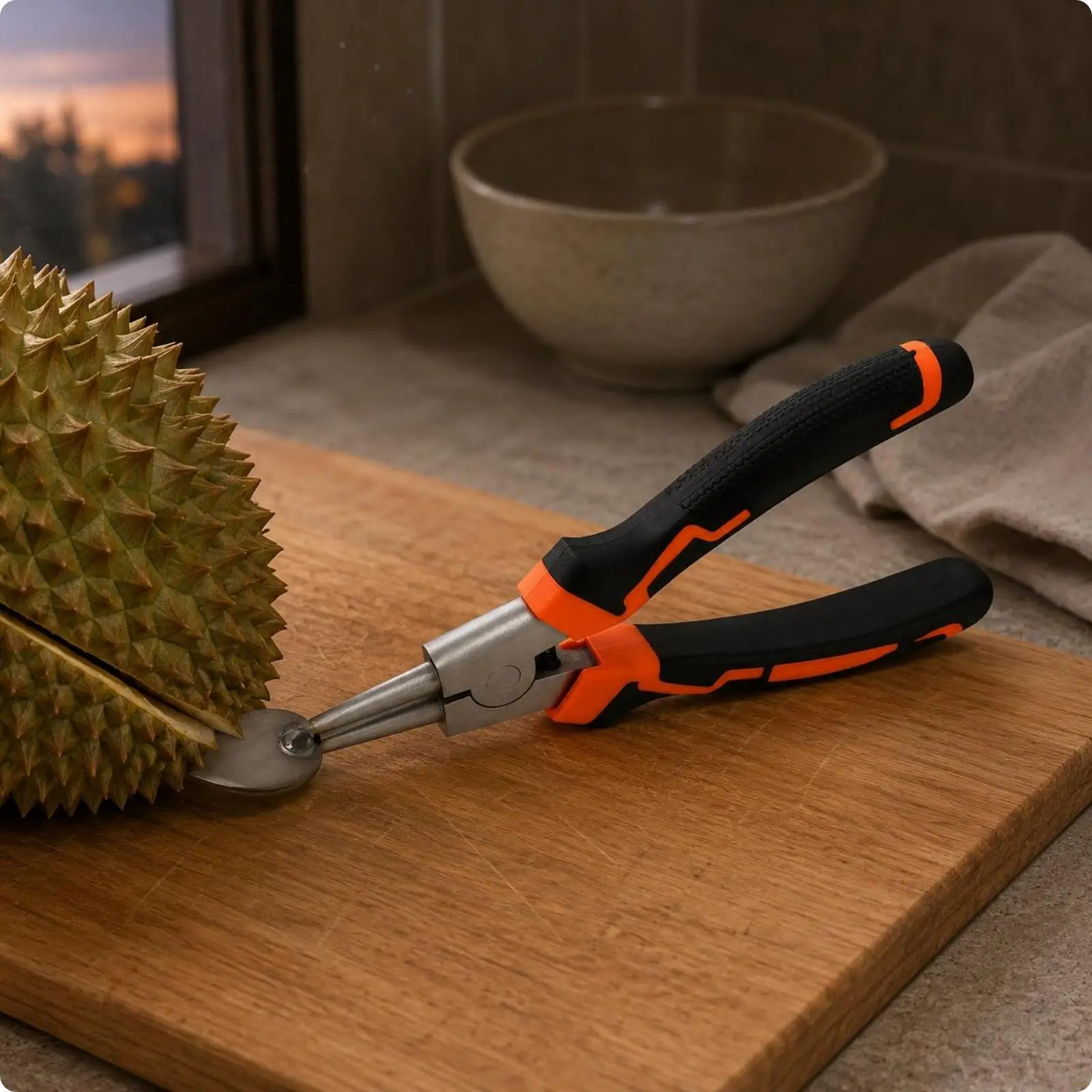Industrial Implement Pro Durian Opener Tool Stainless Steel Pliers Ergonomic Grip Balanced Length for Kitchen