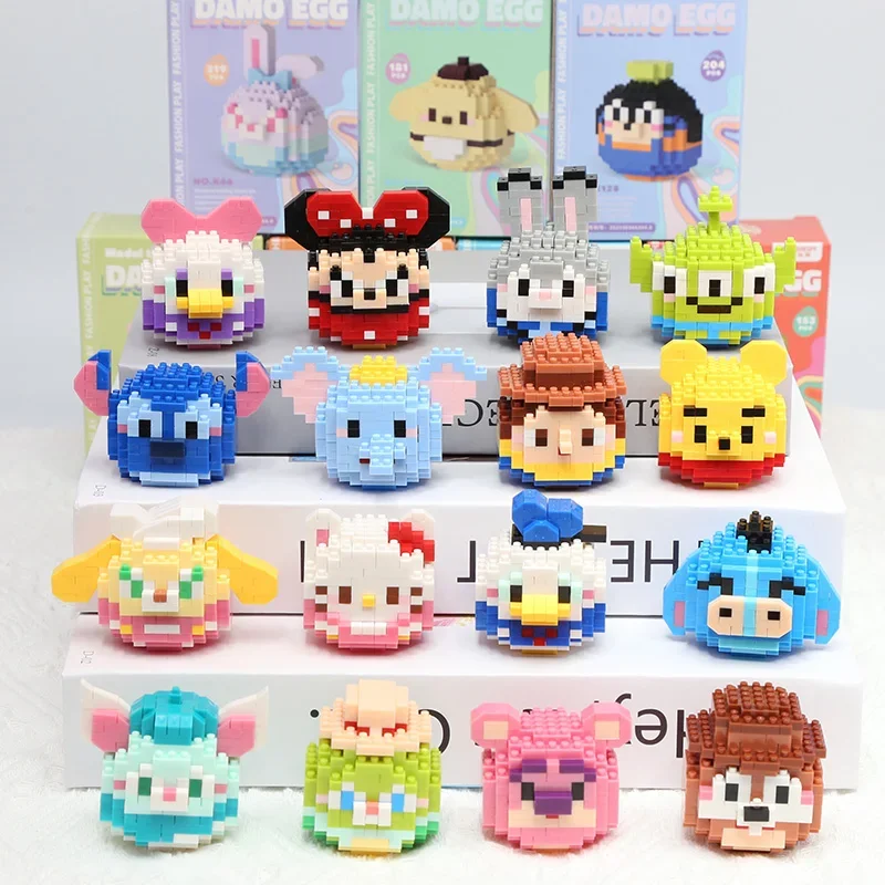 Disney Anime Princess Building Blocks Stitch Mickey Mouse mini Action toy Figures Blocks Toys Bricks Assemble Toys Kids Gifts