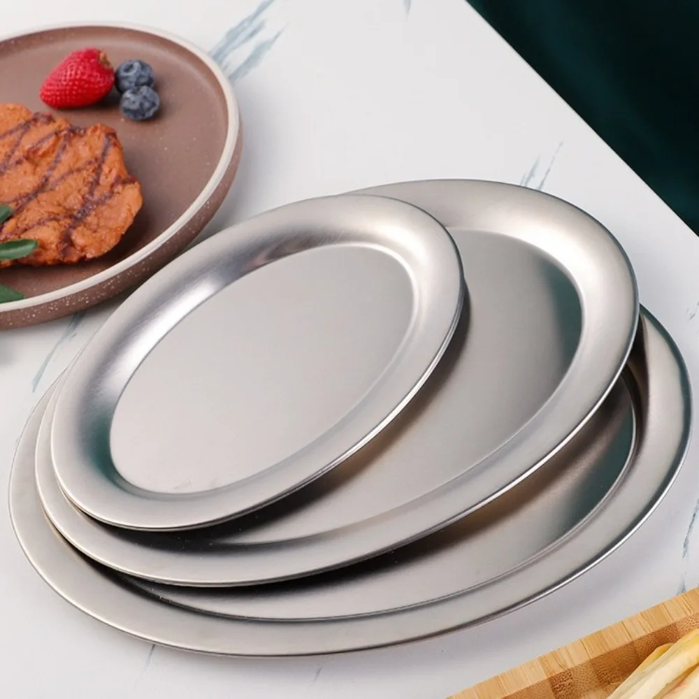 

Durable Multipurpose Stainless Steel Barbecue Pan Exquisite Convenient Oval Shaped Plate Non-Stick Dinner Plates Home Cooking