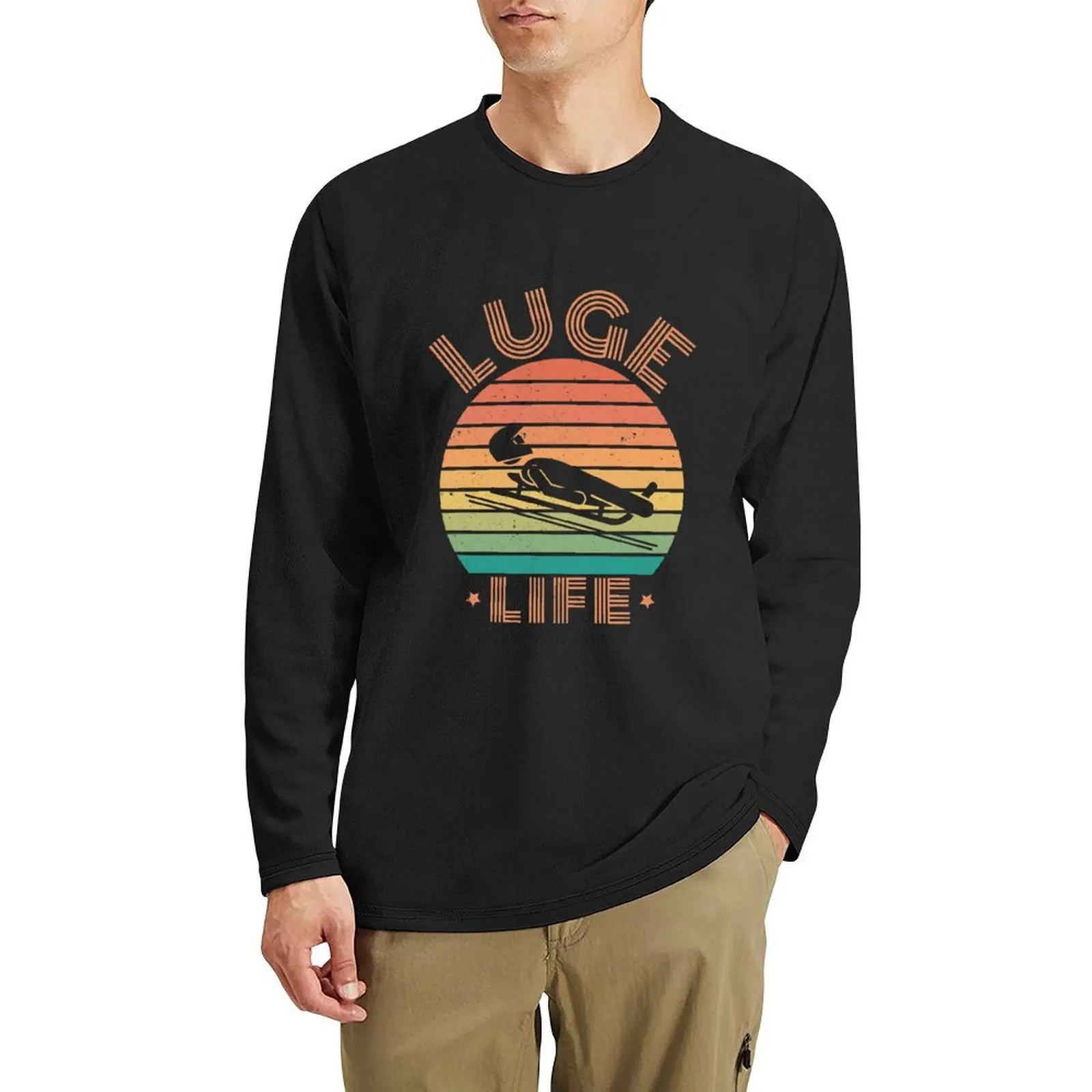

Luge Life - Vintage Winter Sports Lover Long T-Shirt tees cute tops hippie clothes mens white t shirts