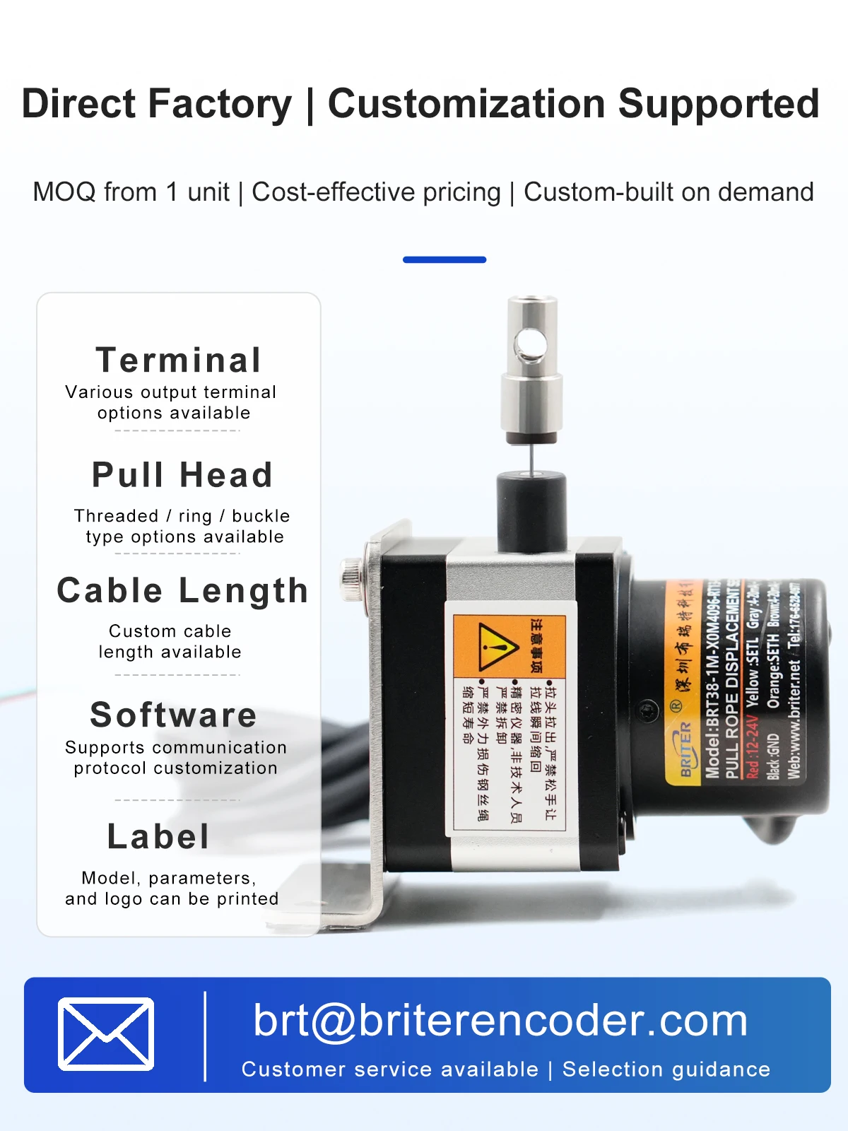 Draw Wire Linear Displacement Sensor Pull Rope Position Transducer RS485 SSI Analog Motion Control Equipment Waterproof