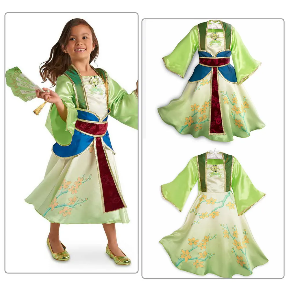 Kids Princess Mulan Cosplay Costumes Mulan Dress for Party Halloween Carnival Party Dress Up Set