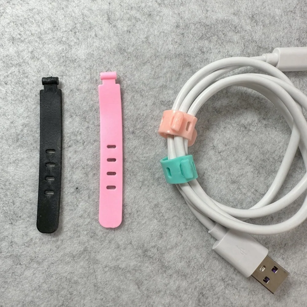 Portable TPR Data Cable Storage Device 6 Colors 4 Holes Bobbin Winder Soft Rubber Strap