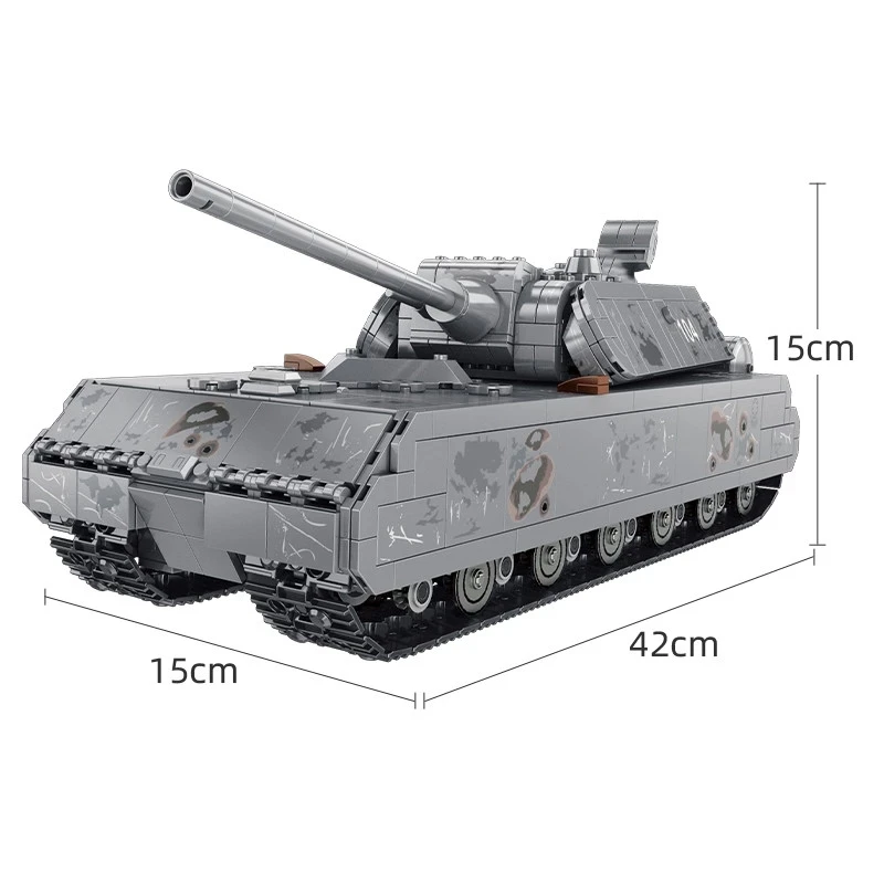 WW2 Military Series Large German Rat Heavy Tank Building Blocks Model Sets MOC Army Weapon Soldier Bricks Kids Toy Boys Gifts