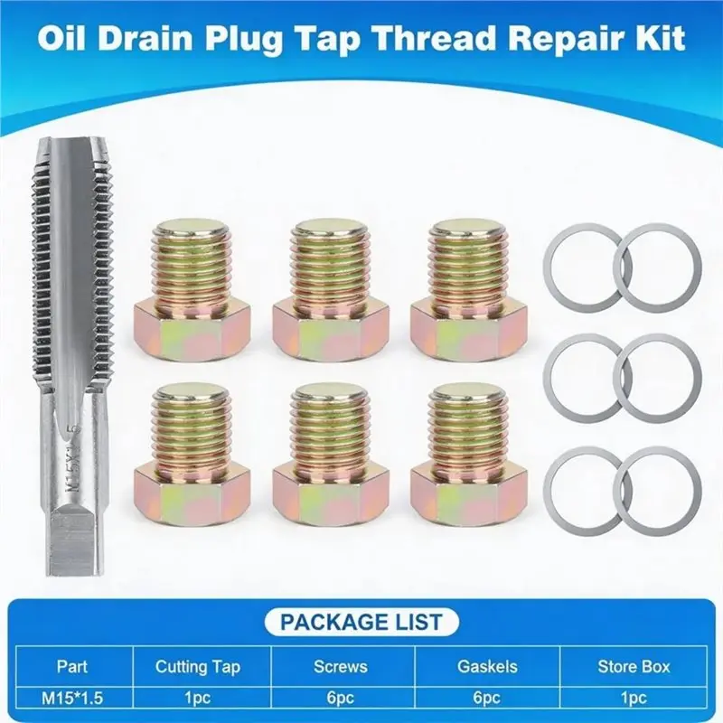 ABFY-Oil Drain Pan Thread Repair Tool Kit - M15 X 1.5MM Oil Pan Drain Plug Stripped Thread Fixer Set