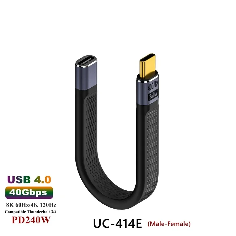 90 degrees Usb4 3.2 Charging Cable Dual Type-C Male To Male Female Transfer Fpc Softline Compatible Thunderbolt 3/4 Data Cable