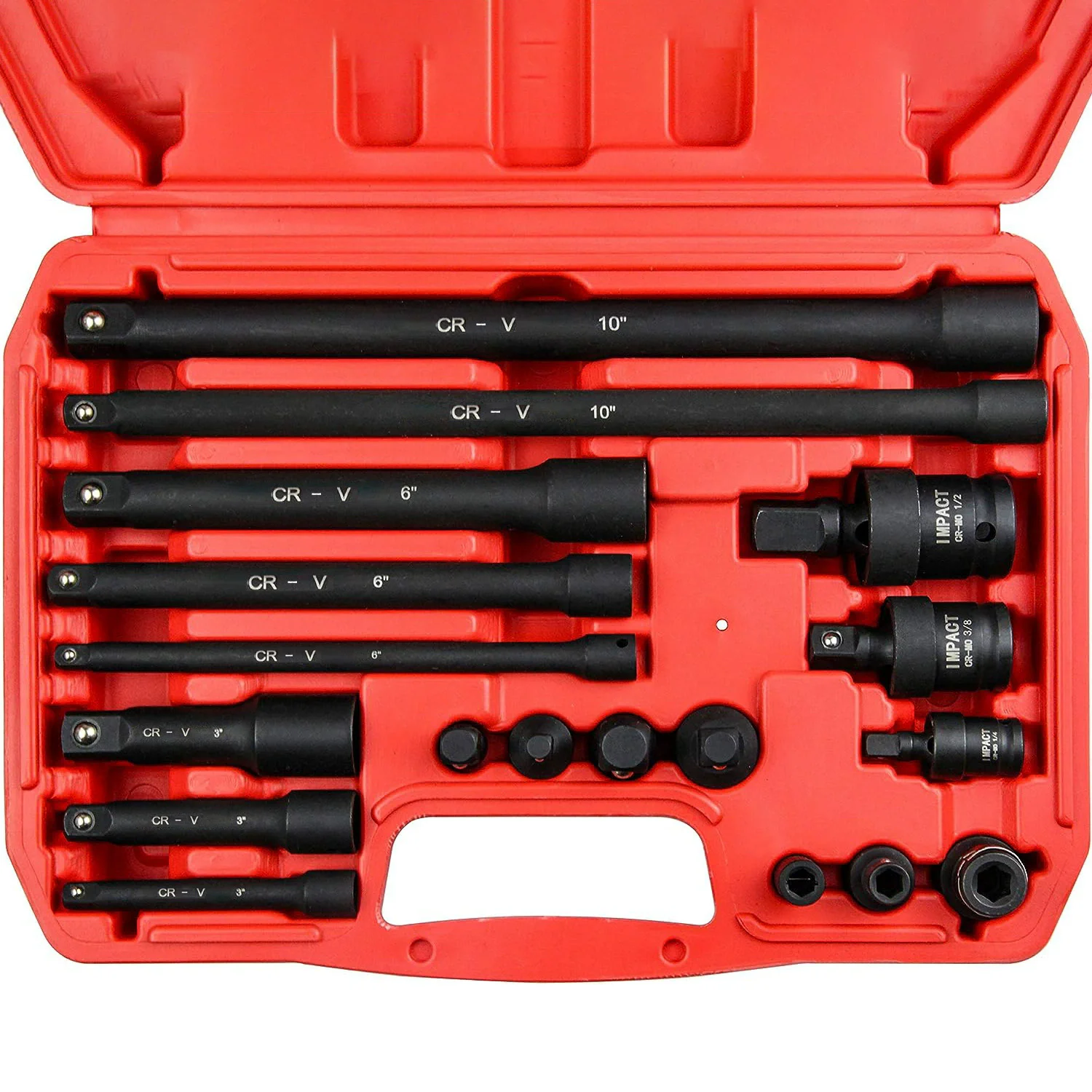 18Pcs Impact Socket Extension Bar Set, Cr-V Steel Socket Adapters & Connectors, 1/4 3/8 1/2 Inch Drive for Auto Repair & Home