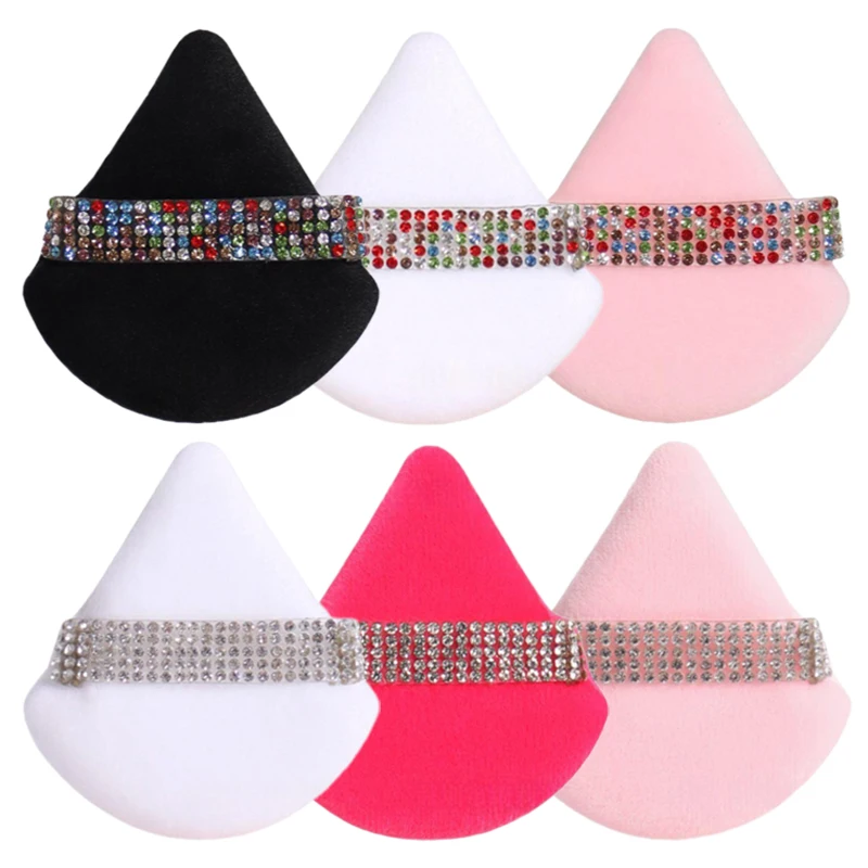 3pcs Diamond Triangle Cosmetics Puff Soft Velvet Powder Puffs Facial Beauty Makeup Sponge Woman Make Up Tool Accessories