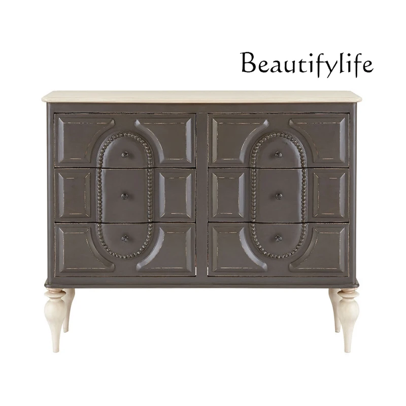 

American neoclassical solid wood entry porch cabinet, living room foyer cabinet, light luxury bedroom locker