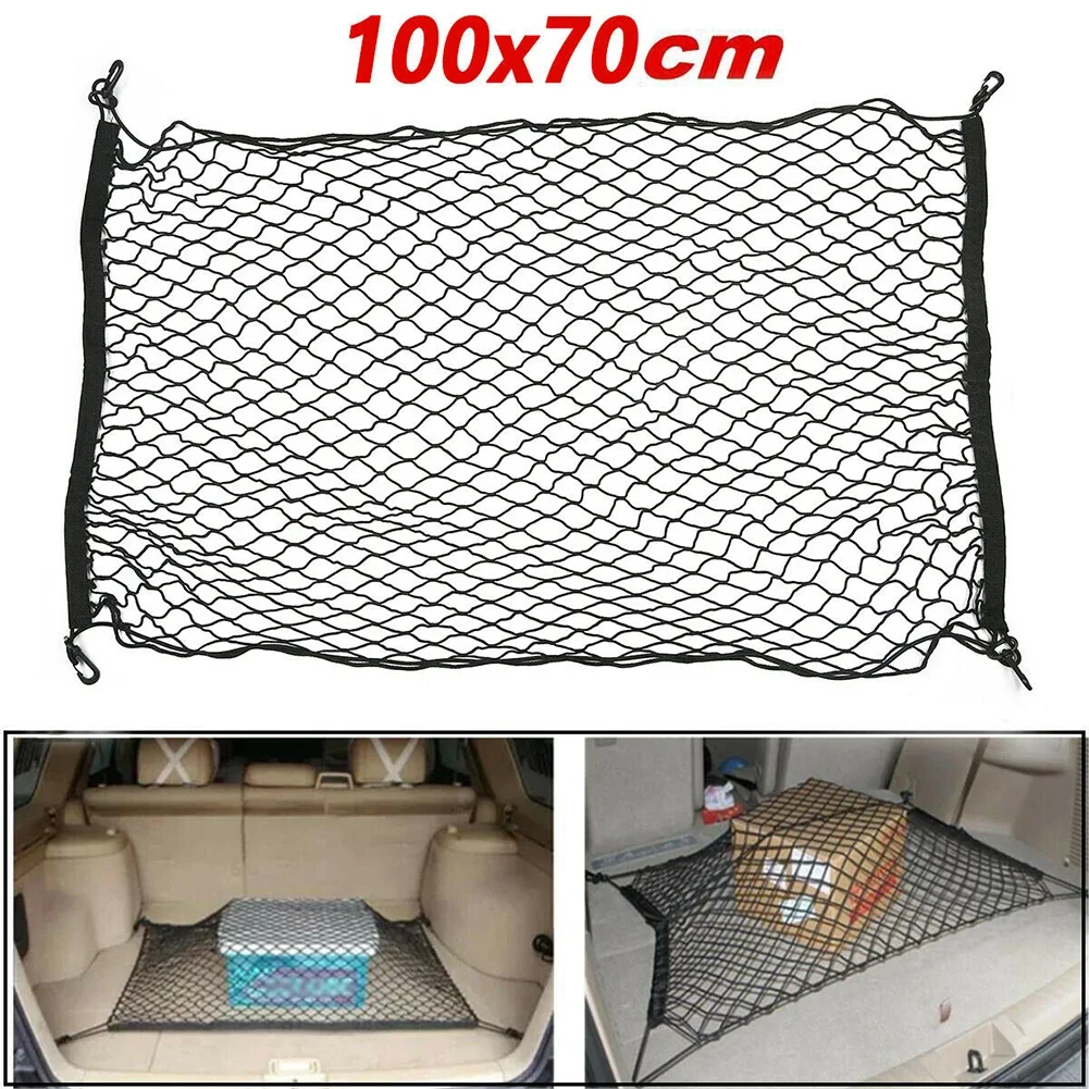 100x70cm Car Trunk Interior Rear Cargo Organizer Storage Elastic Mesh Bag Luggage Nylon Cargo Storage Stretchy Net