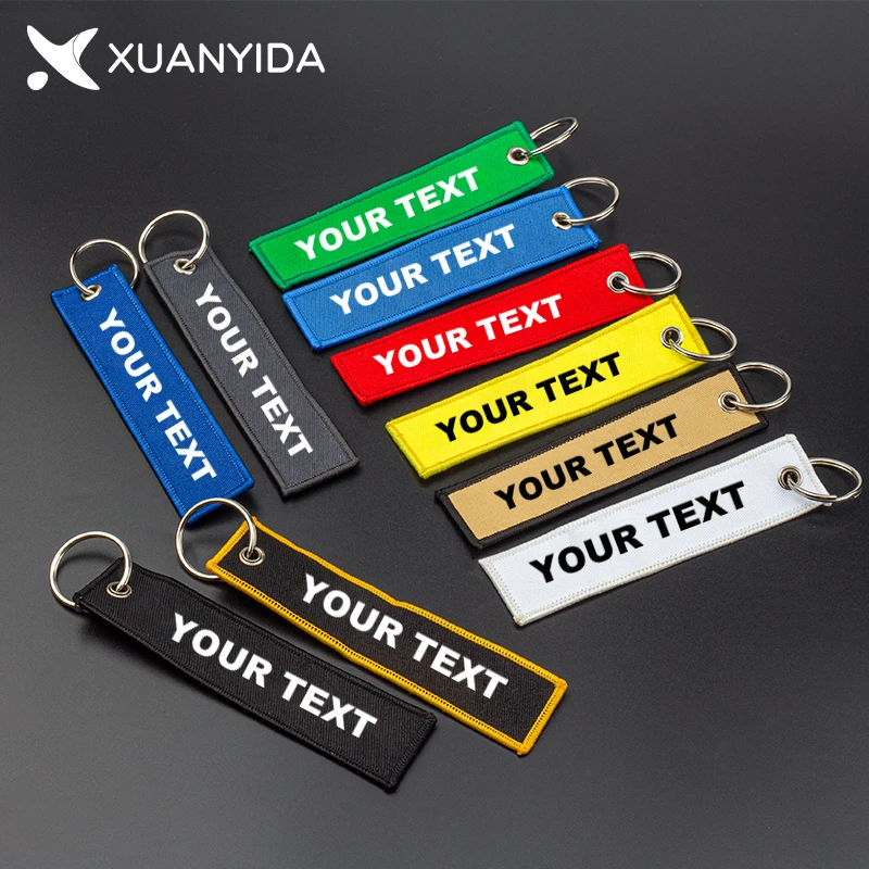 Personalized keychain Custom Embroidery Car Key Tag Backpack Pendant Gift Customized Your Text Logo Phone Numbers Key Chains