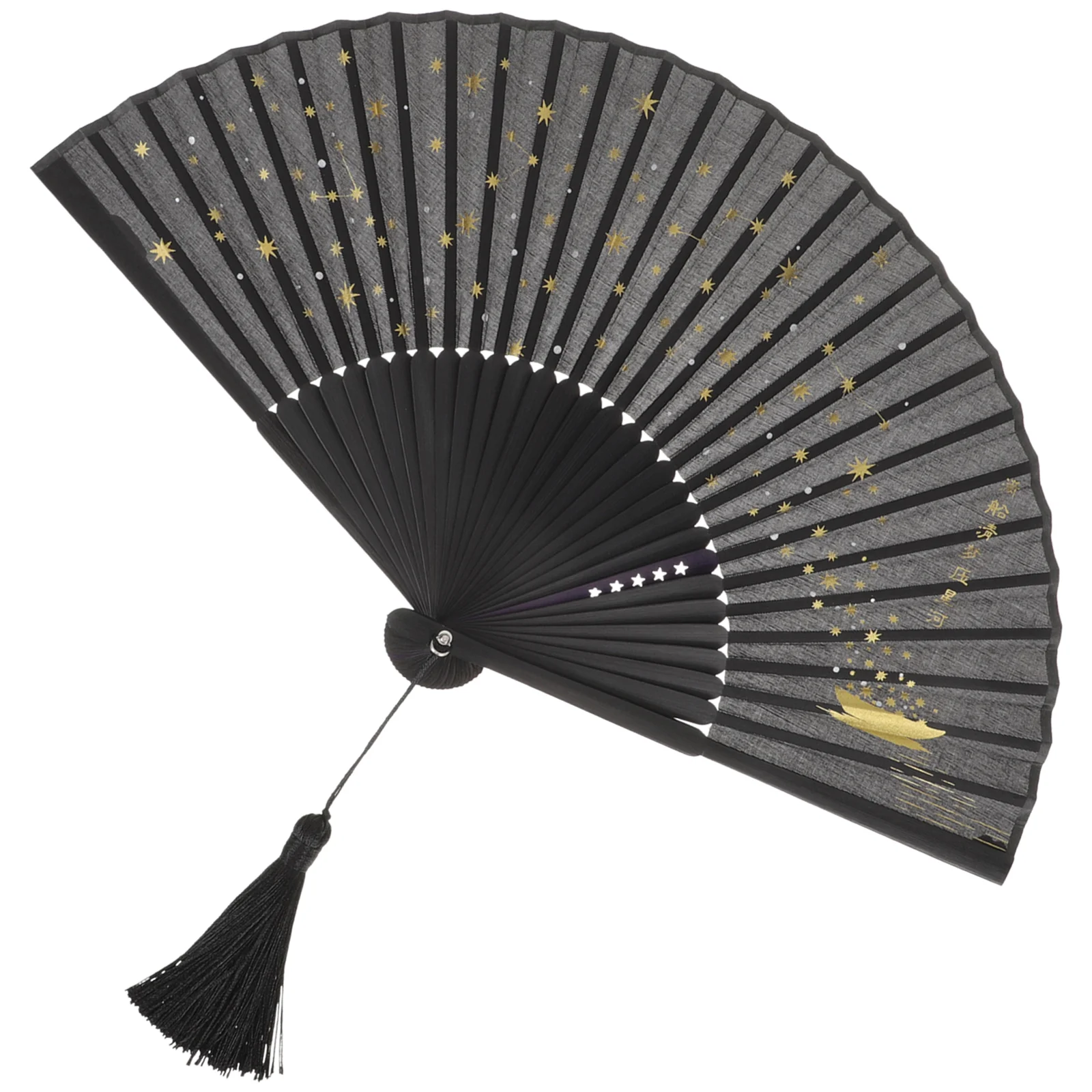 

Folding Hand Handheld Fan Fabric Fans Japanese-style Festival Black Bamboo Toddler