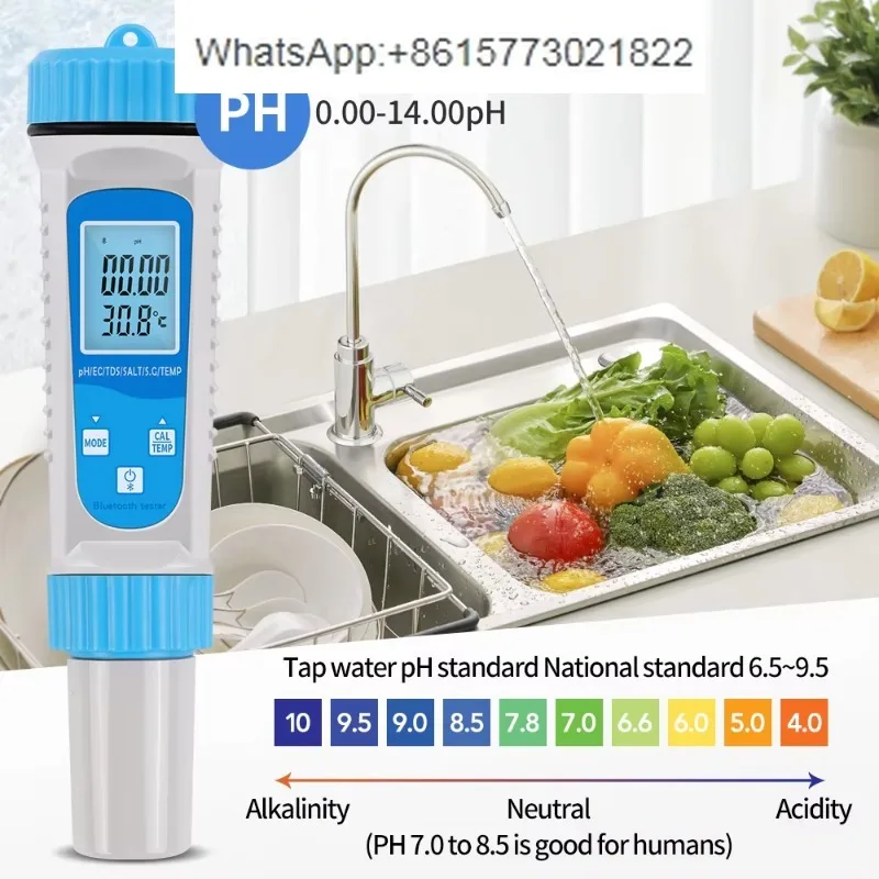 Newcomer BT786 6-in-1 water quality tester pH test salt S G temperature water quality meter