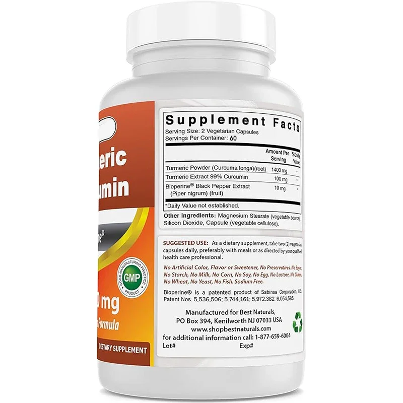 Curcumin 1500mg/Portion enthält piperin-60 vegetarische Kapseln