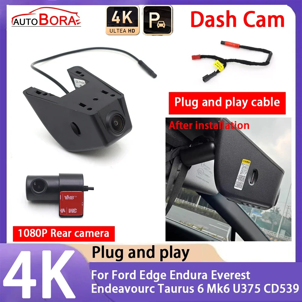 Caméra de tableau de bord de voiture UHD Plug and Play, DVR, vision nocturne, 4K, 2160P, Ford Edge, Endura, Cloest, Endeavourc, Terminé par nous 6, Mk6, Upionner CD539