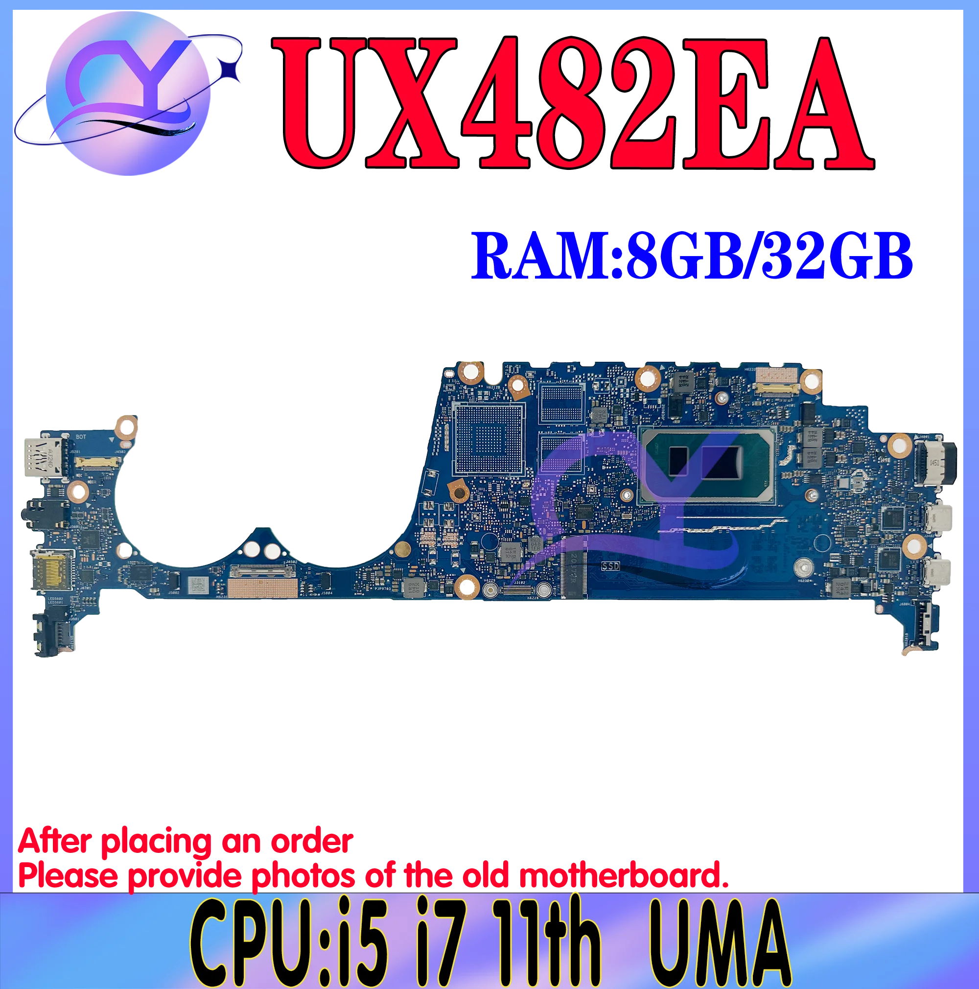 

KEFU UX482EG Материнская плата ASUS UX482EA UX482EGR UX482EAR UX482E BE482E BX482E материнская плата для ноутбука i5 i7 11 поколения RAM-8G/16 ГБ/32 ГБ