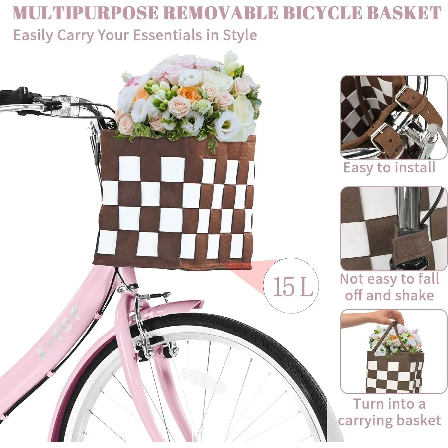 دراجة شاطئ كروزر قابلة للطي مقاس 24 26 بوصة مع نظام تروس 7 سرعات وسلة مدمجة بتصميم إطار من خلال الخطوة لسهولة ركوب الخيل